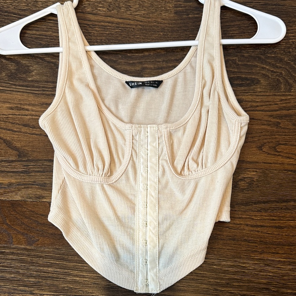 Cream Ribbed Crop Top - Picture 5 of 7
